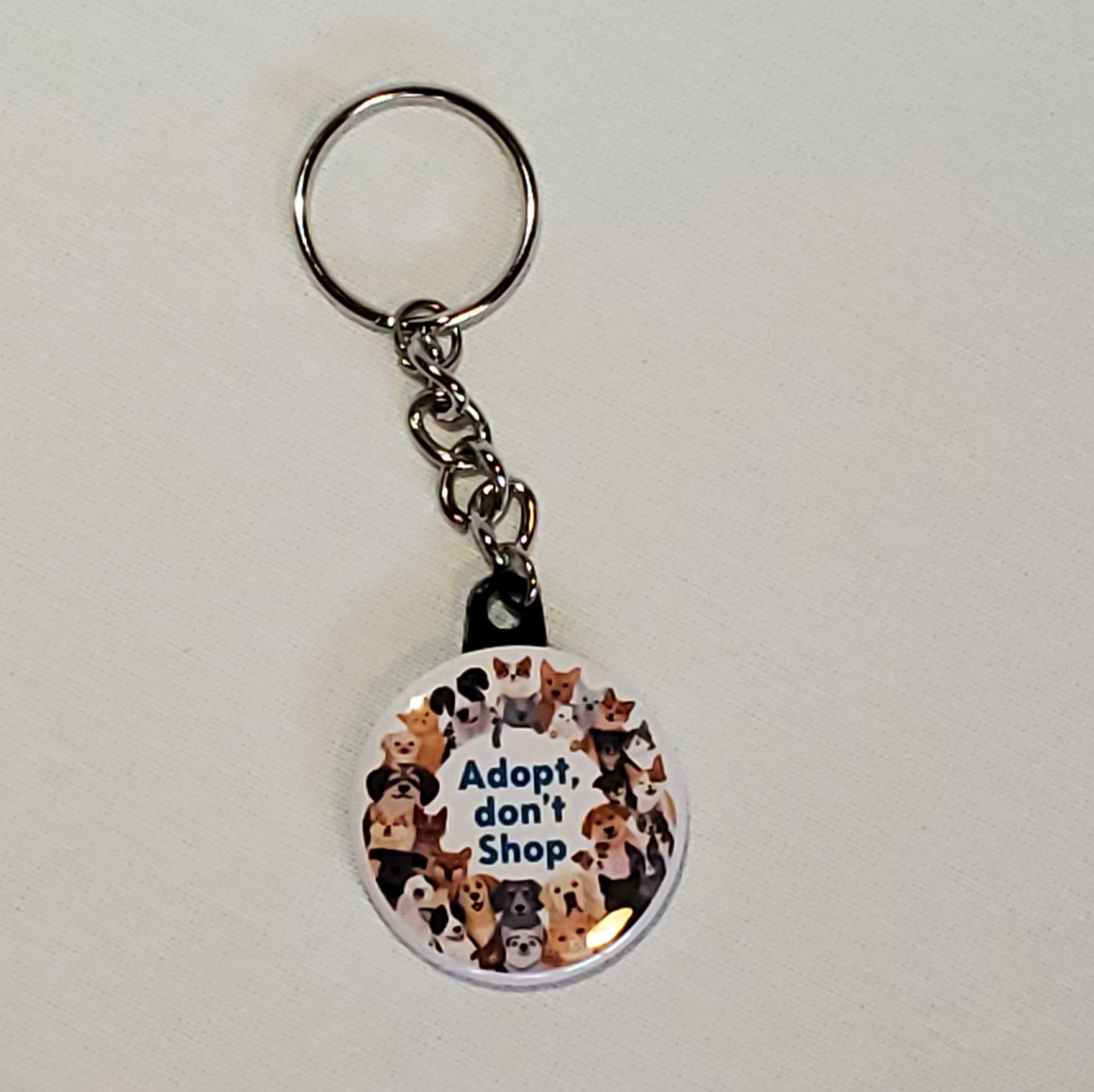 For a Cause 1.5" Round Photo Keychain - Adopt, don't shop (OOAK)