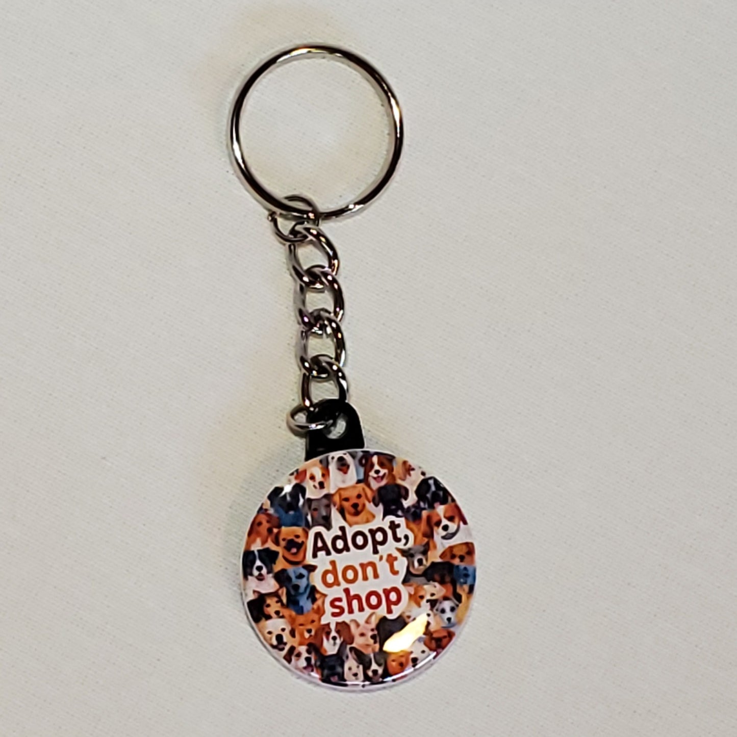 For a Cause 1.5" Round Photo Keychain - Adopt, don't shop (OOAK)