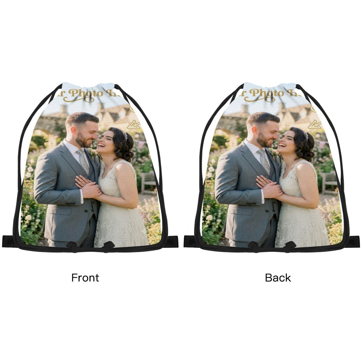 Custom Photo Drawstring Bag - Upload Any Photo - Personalized Full Print Photo Gift Bag for Pets, Couples, Family, and Memories