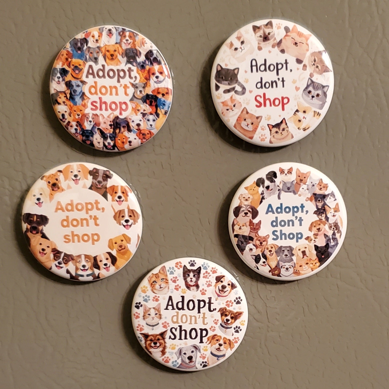 Adopt Don’t Shop 1.5" Round Magnet | 50% to Charity | Personalized Animal Rescue Gift (OOAK)
