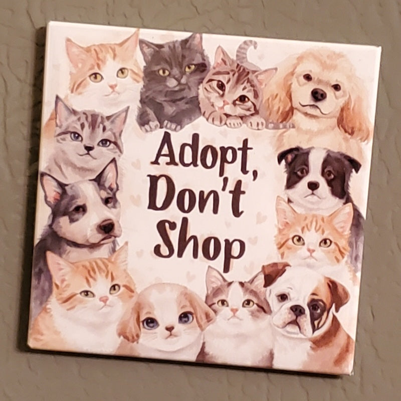 Adopt Don’t Shop 2"x2" Magnet | 50% to Charity | Personalized Animal Rescue Gift (OOAK)