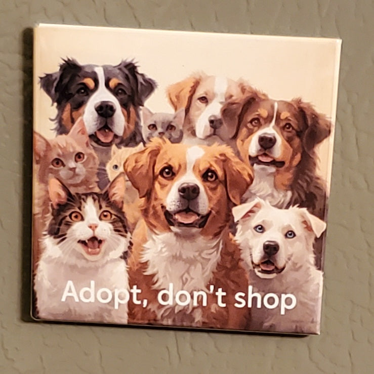 Adopt Don’t Shop 2"x2" Magnet | 50% to Charity | Personalized Animal Rescue Gift (OOAK)