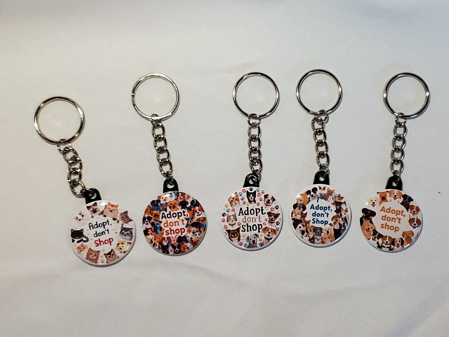 For a Cause 1.5" Round Photo Keychain - Adopt, don't shop (OOAK)
