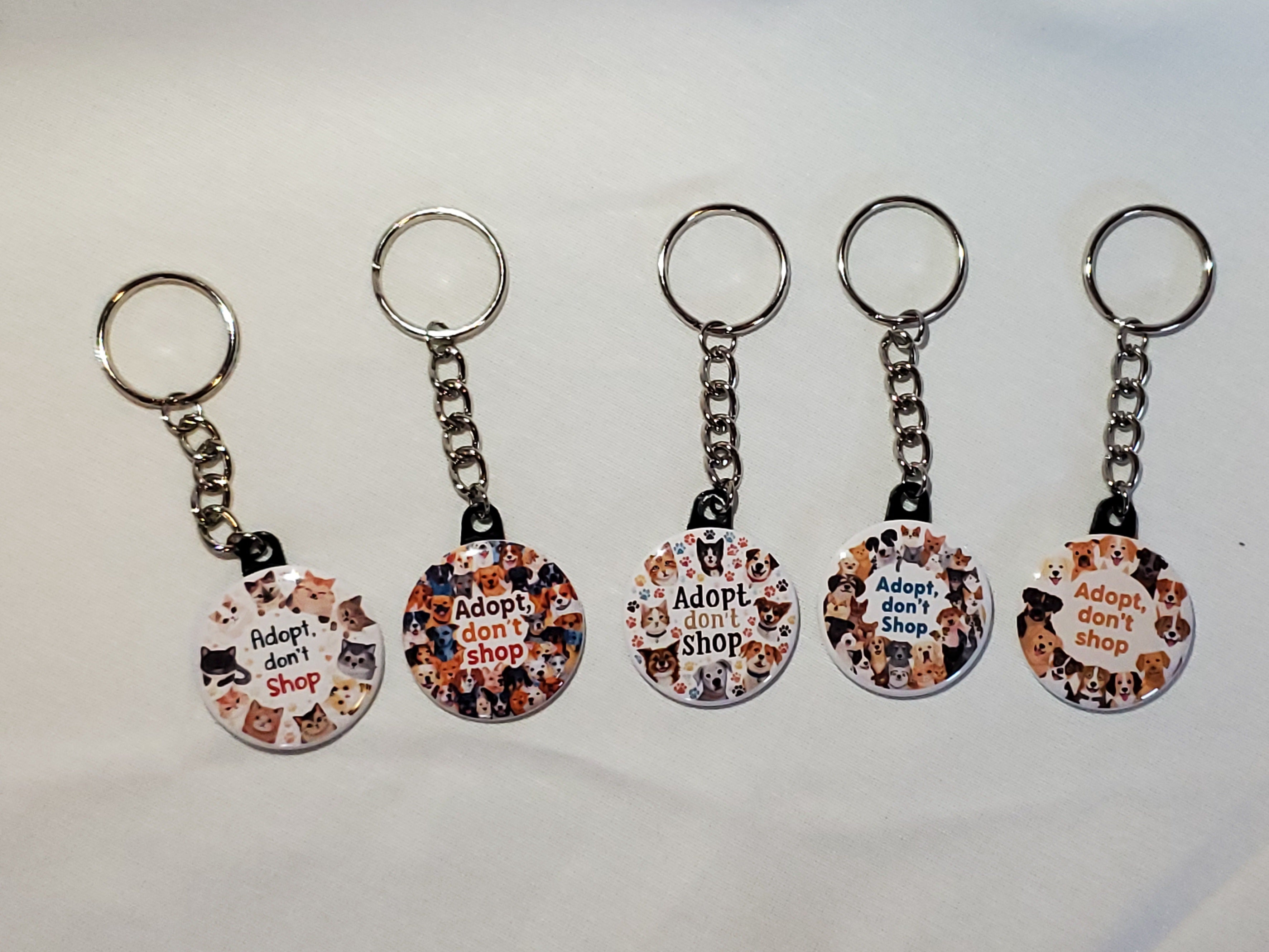 For a Cause 1.5" Round Photo Keychain - Adopt, don't shop (OOAK)