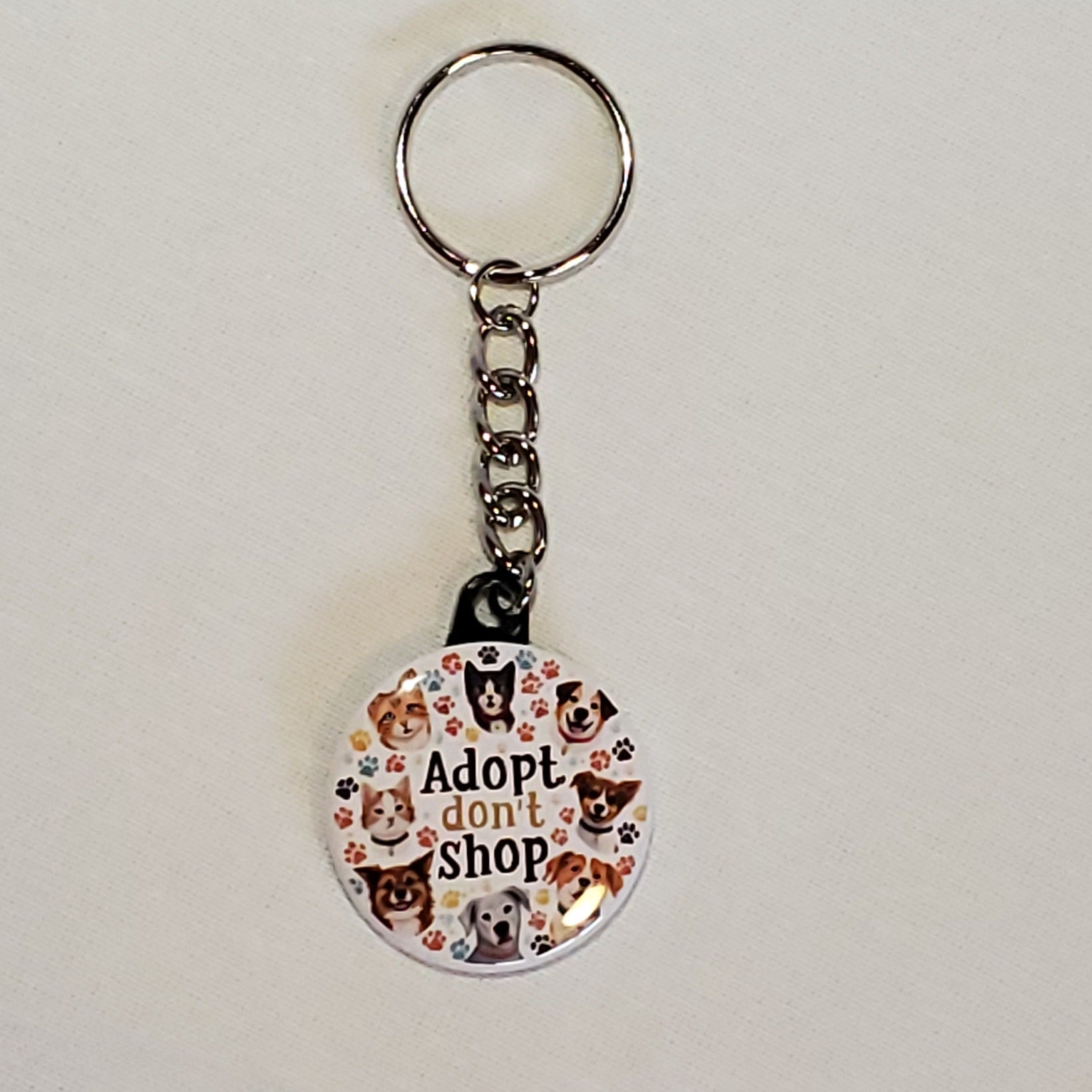 For a Cause 1.5" Round Photo Keychain - Adopt, don't shop (OOAK)