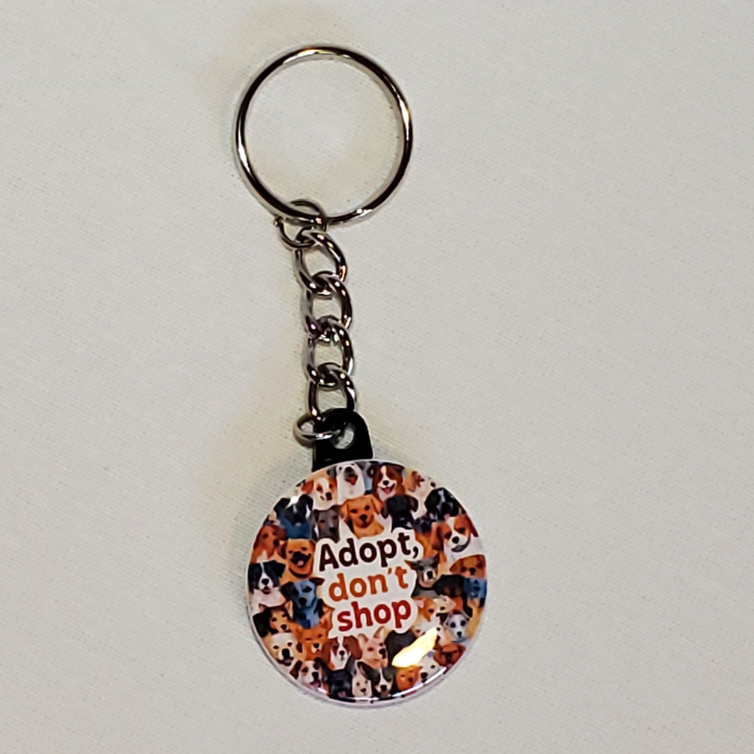 For a Cause 1.5" Round Photo Keychain - Adopt, don't shop (OOAK)